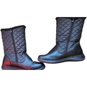 WEATHERPROOF Brand - Quilted Black Warm Boots Faux Fur Women's Size 7M